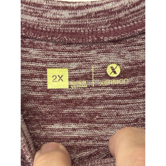 Xersion Red & White 2X Long Sleeve Shoulder Cut Shirt Womens - Picture 9 of 10